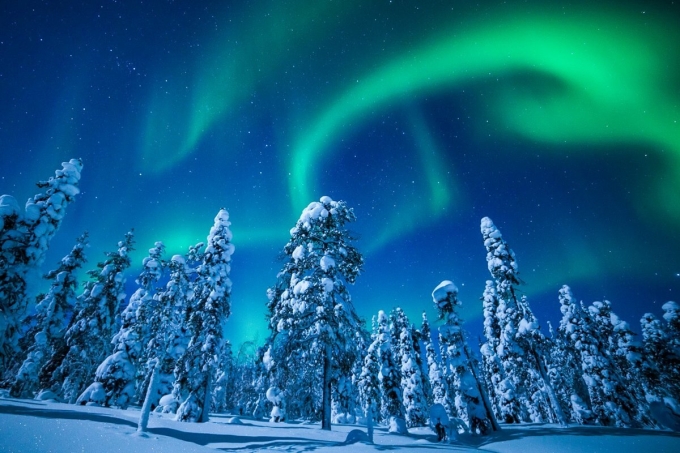 Hình ảnh cực quang được ghi lại từ hồ Torassieppi, Phần Lan. Ảnh: Antti Pietkainen.