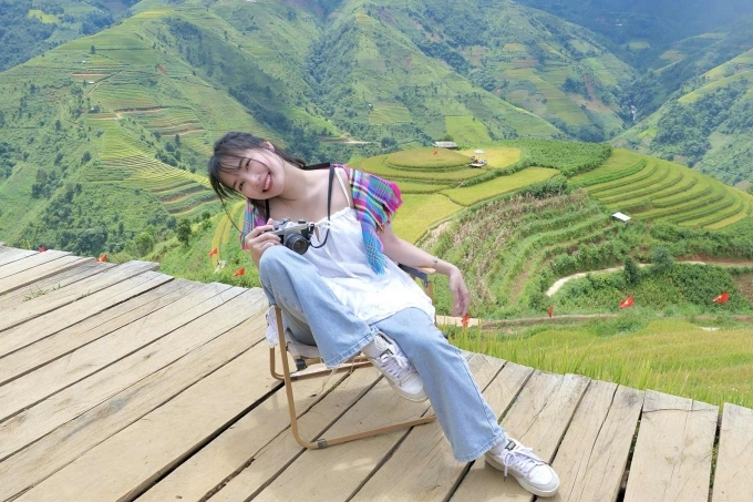 Hạnh tại homestay ở Tà Xùa. Ảnh: NVCC