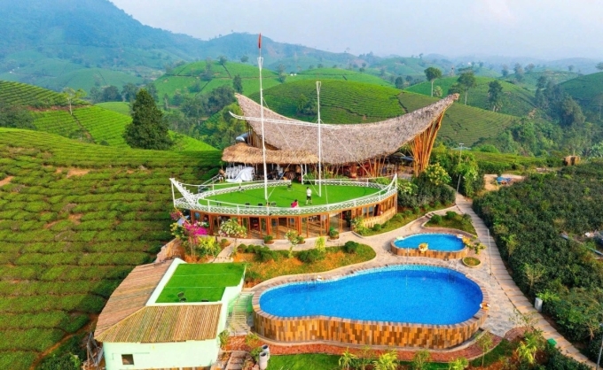 Phú Thọ phát triển du lịch xanh Đồi chè Long Cốc. Ảnh: Long Cốc Ecolodge