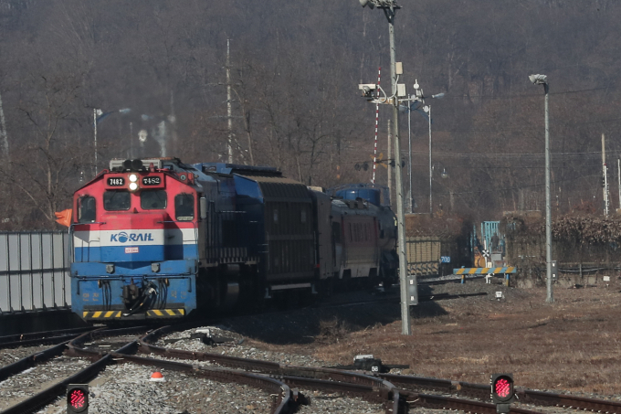 Một đoàn tàu của Hàn Quốc đến ga Dorasan ở Paju, Geyonggi, ngày 18 tháng 12 năm 2018. Ảnh: Joint Press Corss