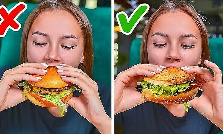 Ăn burger đúng cách để không rơi nhân và chảy nước sốt
